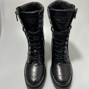 Christian Dior D-Leader Ankle Boots Black Quilted Cannage Calfskin Women’s 8.5